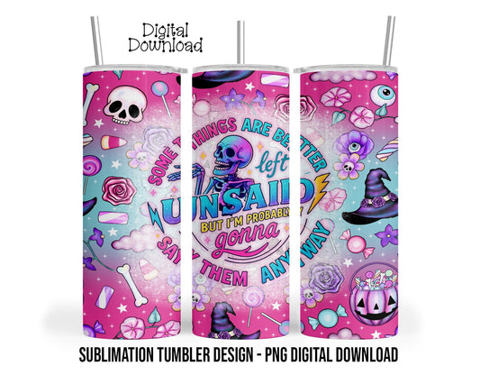 Sarcastic Pastel Halloween Sublimation Tumbler Design for 20oz Skinny Tumblers, 300 dpi, PNG Digital Download