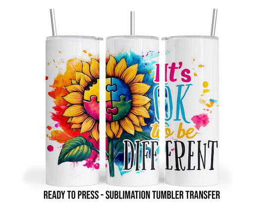 Autism Sublimation Transfer Print For 20 oz Tumblers - 30 oz Tumblers - Ready To press - Heat Transfers SHIPS NEXT DAY