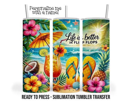 Beach Sublimation Tumbler Transfer Print For 20 oz Tumbler - 30 oz  Tumbler - Ready to Press - Heat Transfers SHIPS NEXT DAY