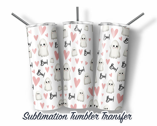 Ghost Halloween  Sublimation Transfer Print For 20 oz Tumbler - 30 oz Skinny Tumbler - Ready To press - Heat Transfers