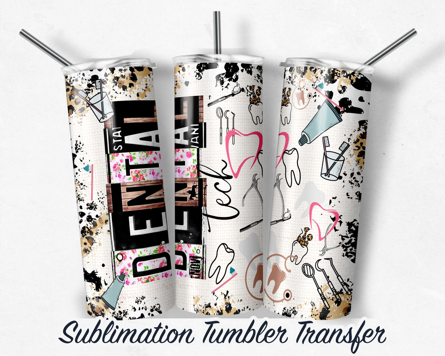Dental Tech -  Sublimation Transfer Print For 20 oz - 30 oz Skinny Tumbler - Ready To press - Heat Transfer