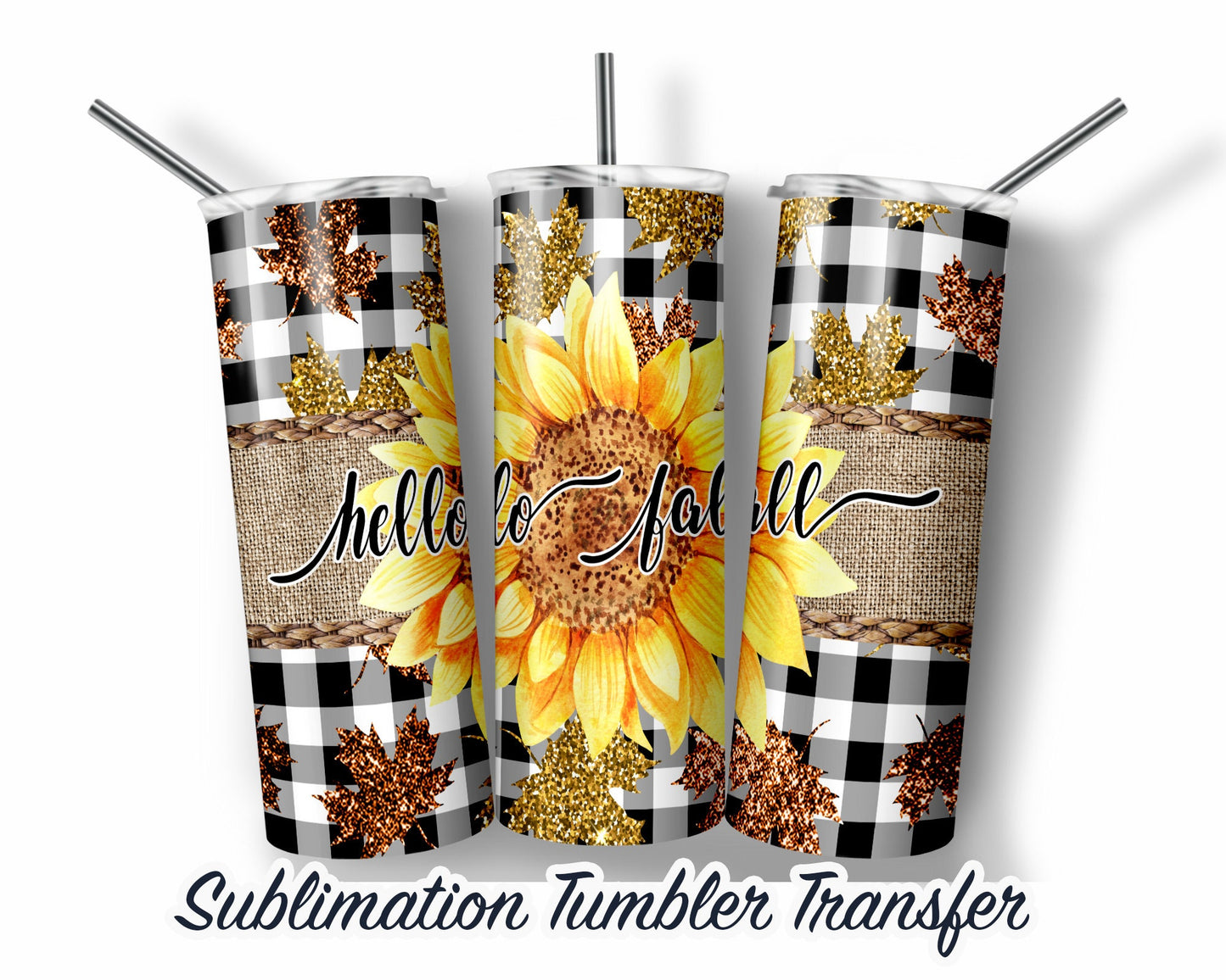Fall  Sublimation Transfer Print For 20 oz Tumbler - 30 oz Skinny Tumbler - Ready To press - Heat Transfers SHIPS NEXT DAY