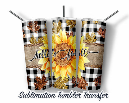 Fall  Sublimation Transfer Print For 20 oz Tumbler - 30 oz Skinny Tumbler - Ready To press - Heat Transfers SHIPS NEXT DAY
