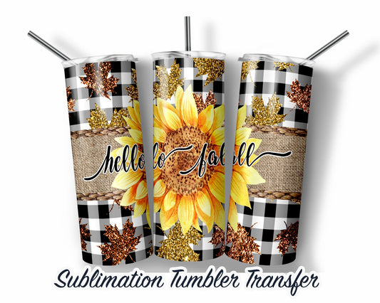 Fall  Sublimation Transfer Print For 20 oz Tumbler - 30 oz Skinny Tumbler - Ready To press - Heat Transfers SHIPS NEXT DAY