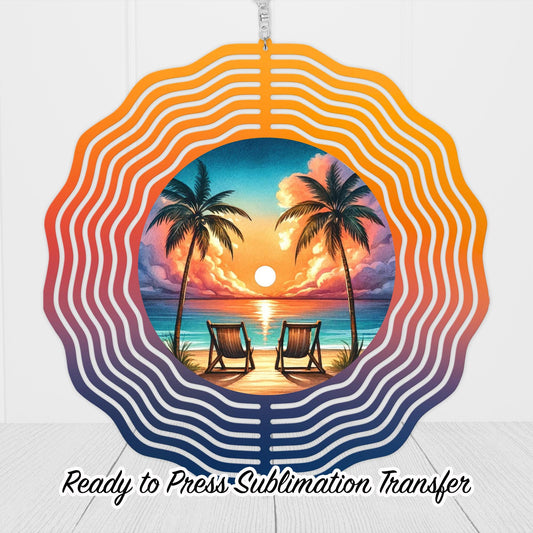 Summer Beach Wind Spinner Sublimation Ready To press Heat Transfer SHIPS NEXT DAY
