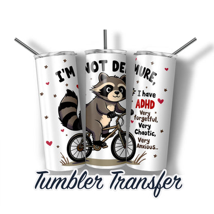 Raccoon Sublimation Transfer Print For 20 oz Tumblers - 30 oz Tumblers - Ready To press - Heat Transfers SHIPS NEXT DAY