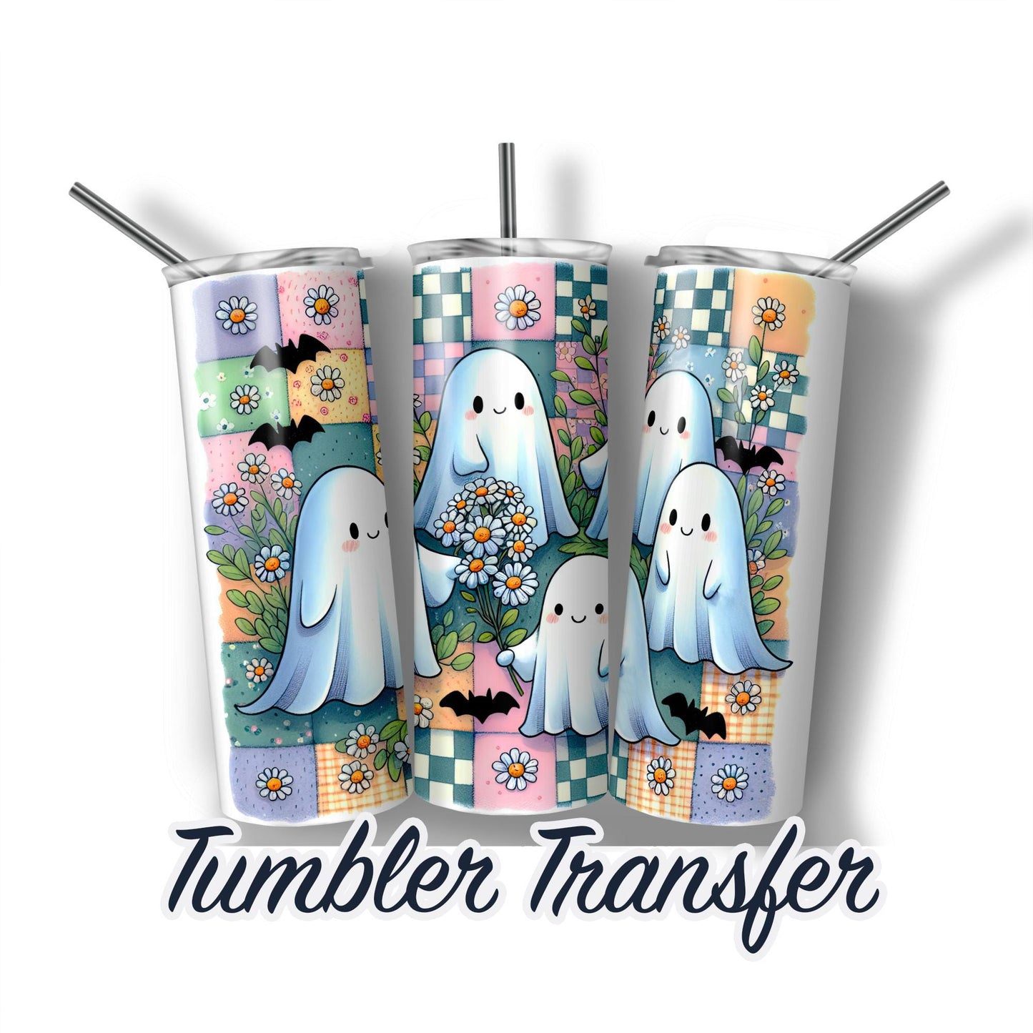 Halloween Ghosts Sublimation Transfer Print 20oz-30oz Tumblers Ready To press Transfers Ships Next Day