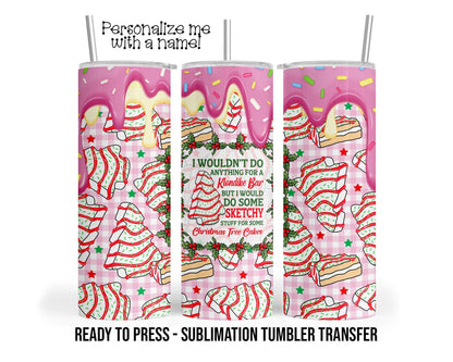 Sketchy Christmas Tree Cakes Sublimation Tumbler Transfer Print 20oz Tumbler, Ready To press Heat Transfer SHIPS NEXT DAY