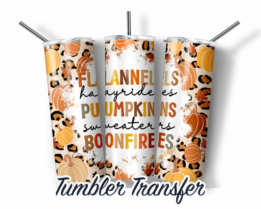 Fall  Sublimation Transfer Print For 20 oz Tumblers - 30 oz Tumblers - Ready To press - Heat Transfers SHIPS NEXT DAY