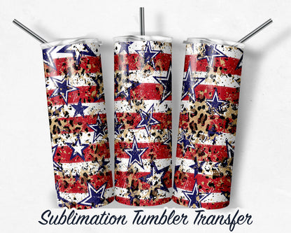 Leopard Flag  Sublimation Transfer Print For 20 oz Tumbler - 30 oz Skinny Tumbler - Ready To press - Heat Transfers