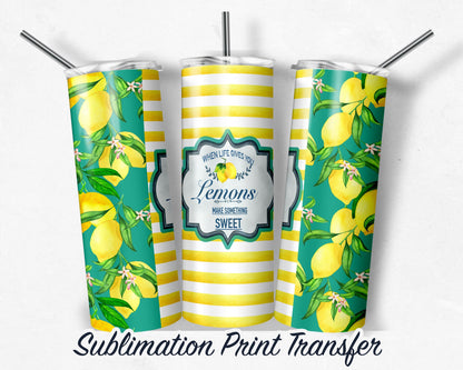 Lemonade  Sublimation Transfer Print For 20 oz Tumblers - 30 oz Tumblers - Ready To press - Heat Transfers