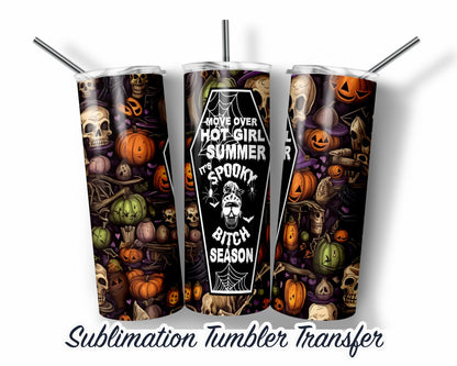 Halloween  Sublimation Transfer Print For 20 oz - 30 oz Skinny Tumbler - Ready To Press