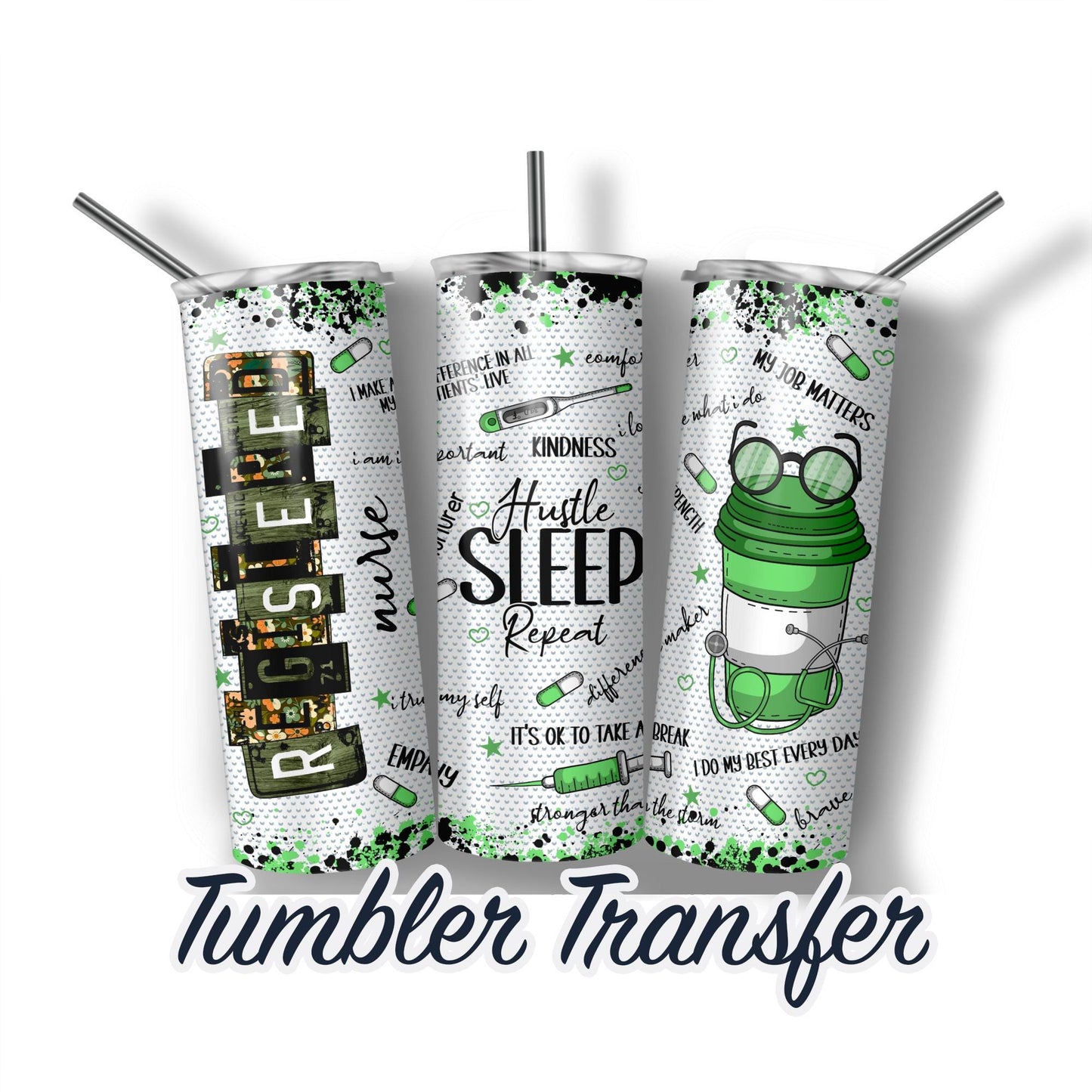 Registered Nurse RN Sublimation Transfer Print For 20 oz - 30 oz Tumbler - Ready To press - Heat Transfers Ships NEXT DAY