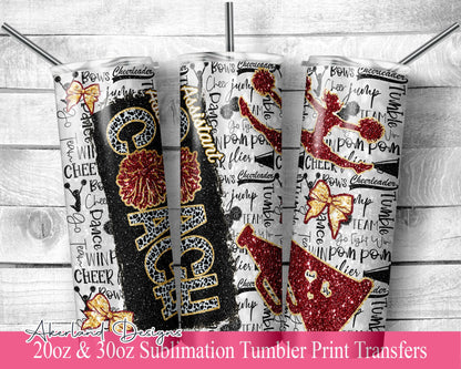 Maroon Assistant Cheer COACH  Sublimation Transfer Print For 20 oz - 30 oz Tumbler - Ready To press - Heat Transfers