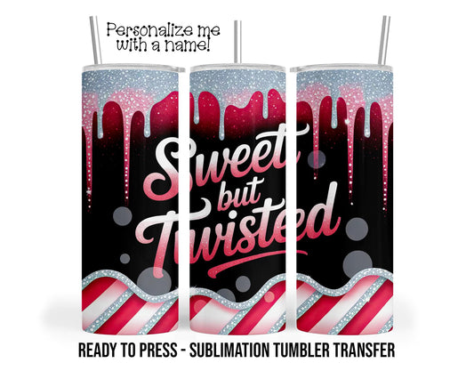 Sweet Twisted Christmas Candy Cane Drip 20-30oz Sublimation Tumbler Transfer, Ready To press Heat Transfer SHIPS NEXT DAY