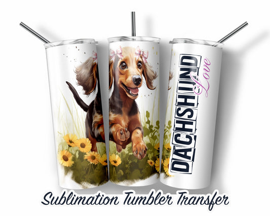 Dachshund  Sublimation Transfer Print For 20 oz Tumblers - 30 oz Tumblers - Ready To press - Heat Transfers SHIPS NEXT DAY