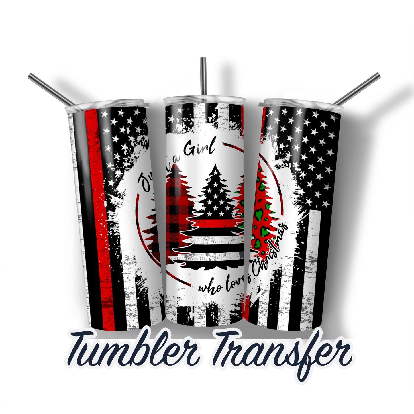 Firefighter Christmas Sublimation Transfer Print For 20 oz - 30 oz Skinny Tumbler - Ready To press - Heat Transfer SHIPS NEXT DAY