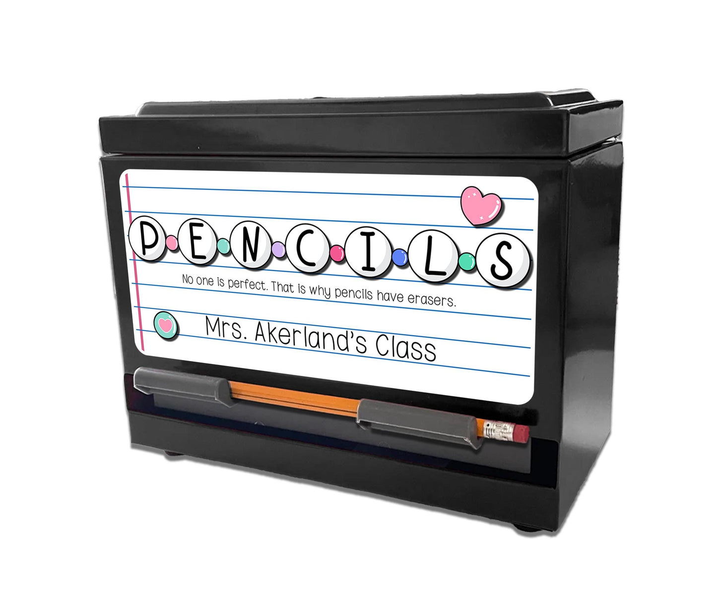 Pencil Dispenser Vinyl Decal Personalized with a name Waterproof Vinyl Decal for Teacher's Classroom Pencil Dispensers, Friendship Theme