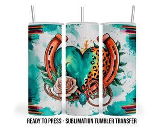 Valentines Horse Shoe Heart Sublimation Transfer Print 20 oz or 30 oz Tumblers - Ready To press Heat Transfers SHIPS NEXT DAY