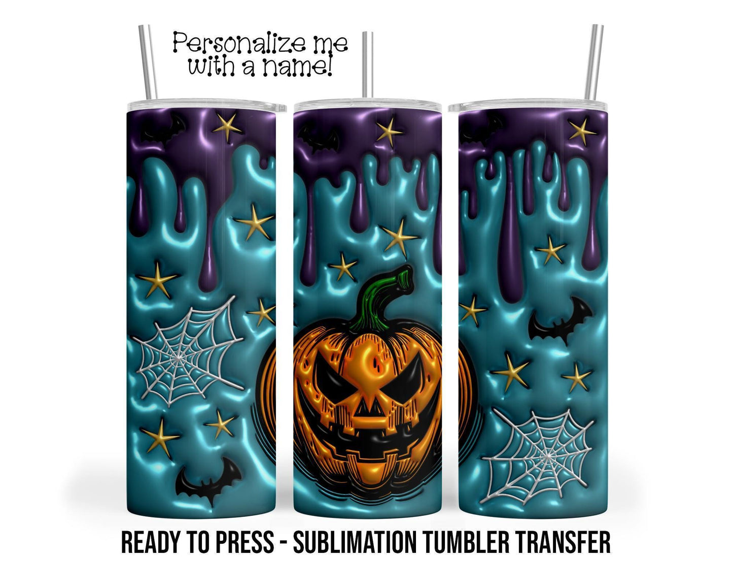 Halloween Tumbler Transfer - 20 oz & 30 oz Sublimation Tumbler Print Wrap