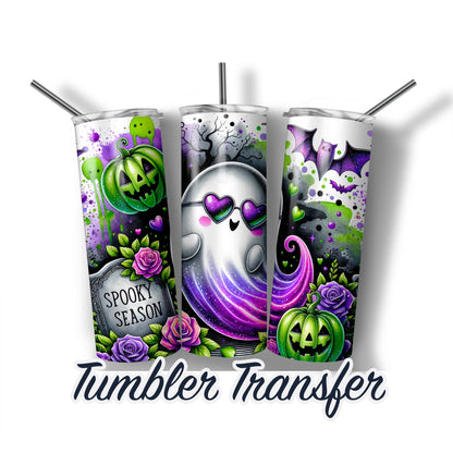 Ghost Halloween Sublimation Transfer Print For 20 oz - 30 oz Tumbler - Ready To Press Heat Transfers Ships Next Day -NOT A DIGITAL