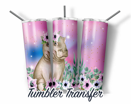 Hippo -  Sublimation Transfer 20 oz Tumblers - 30 oz Tumblers - Ready To press - Heat Transfers
