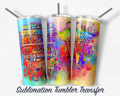Registered Nurse  Sublimation Transfer Print For 20oz Tumblers- 30 oz Tumbler - Ready To press - Heat Transfers