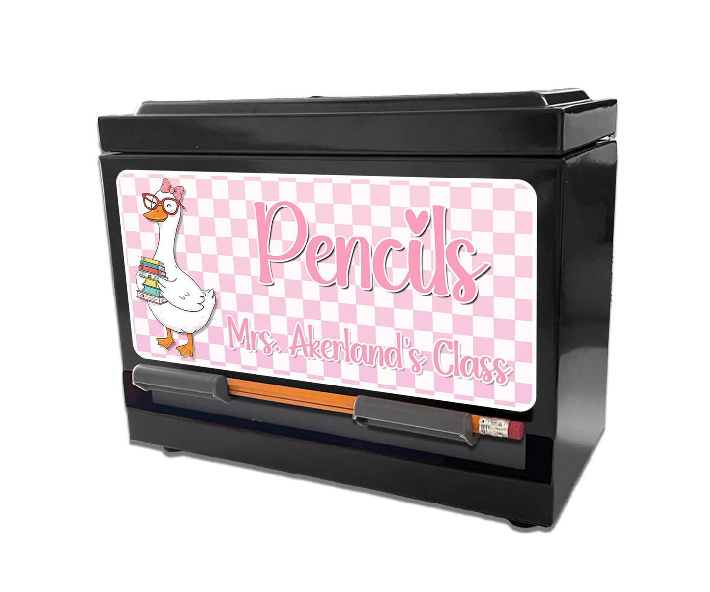 Pencil Dispenser Vinyl Decal Personalized with a name Waterproof Vinyl Decal for Teacher's Classroom Pencil Dispensers, Goose Theme