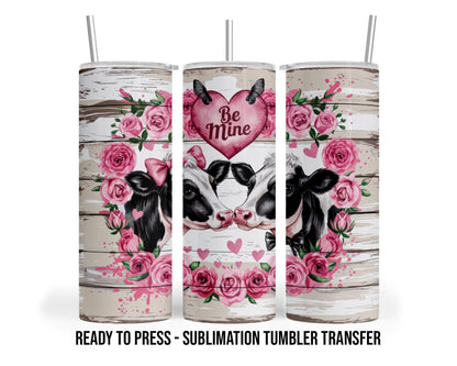 Valentine Cow Couple Sublimation Transfer Print For 20 oz - 30 oz Skinny Tumbler - Ready To press - Heat Transfer -SHIPS NEXT DAY