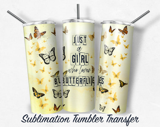 Butterfly  Sublimation Transfer Print For 20 oz Tumbler - 30 oz Skinny Tumbler - Ready To press - Heat Transfers SHIPS NEXT DAY