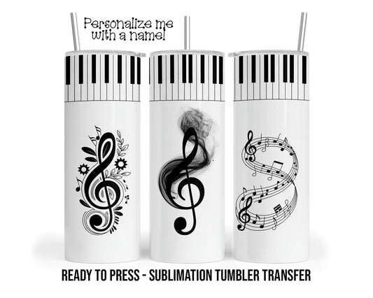 Sublimation Tumbler Transfer Print 20oz Tumbler, Ready To press Heat Transfer, Music Notes, Band Music Wrap