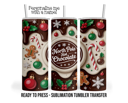 Hot Chocolate Christmas Cocoa Sublimation Tumbler Transfer Print 20oz Tumbler, Ready To press Heat Transfer SHIPS NEXT DAY