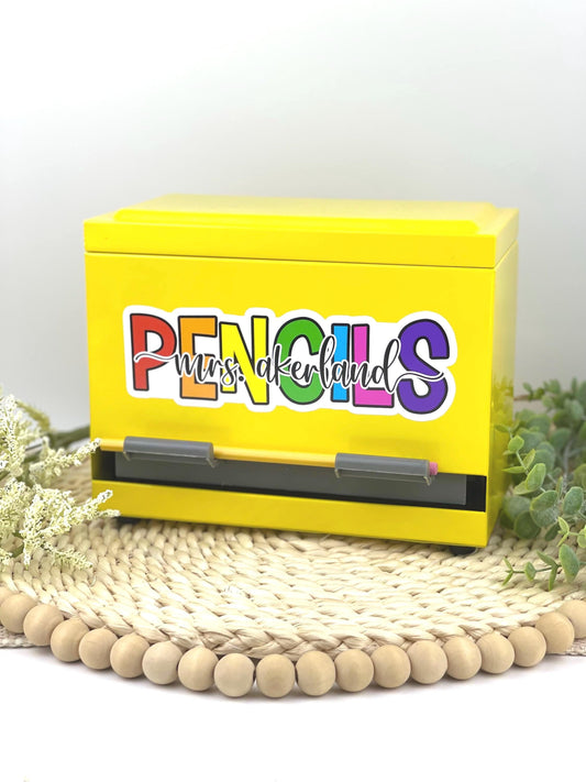 Custom Pencil Dispenser Vinyl Decal Personalized with a name