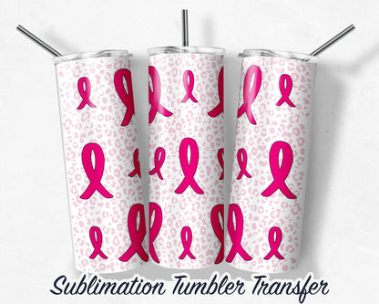 Pink Ribbon  Sublimation Transfer Print For 20 oz Tumblers - 30 oz Tumblers - Ready To press - Heat Transfers SHIPS NEXT DAY
