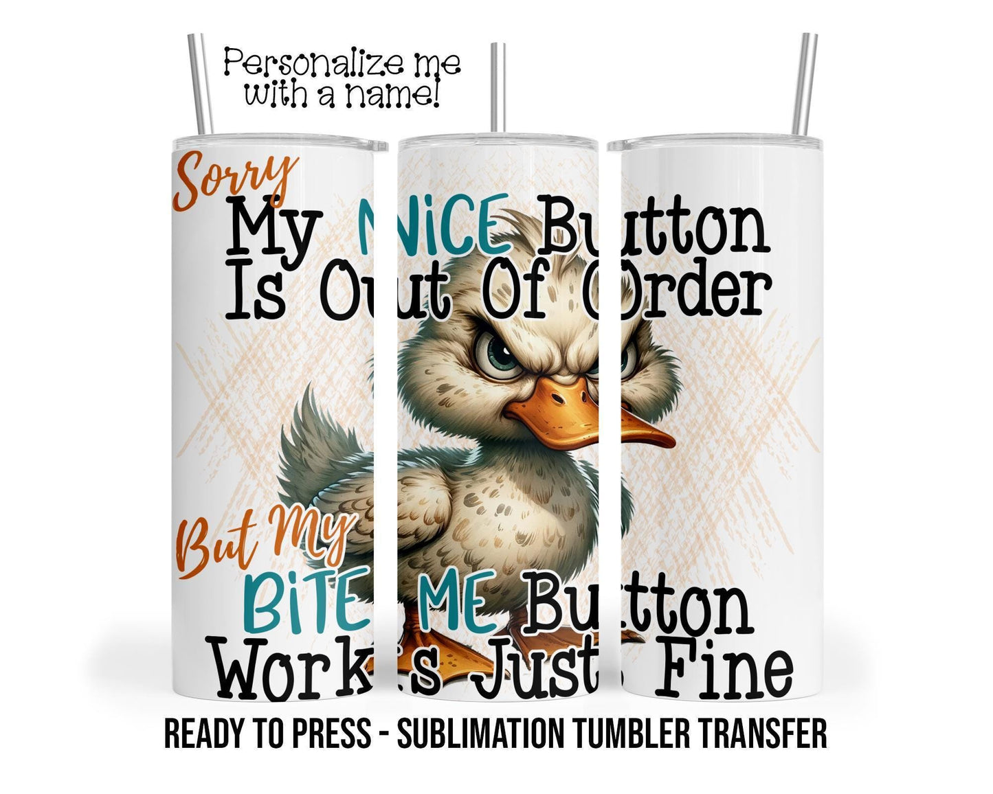 Sublimation Tumbler Transfer – Funny Duck Design for 20 oz & 30 oz Tumbler Wraps