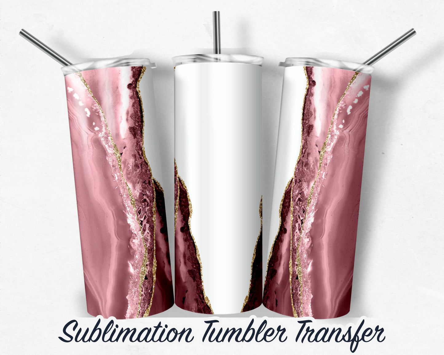 Pink Agate  Sublimation Transfer Print For 20 oz Tumblers - 30 oz Tumblers - Ready To press - Heat Transfers SHIPS NEXT DAY