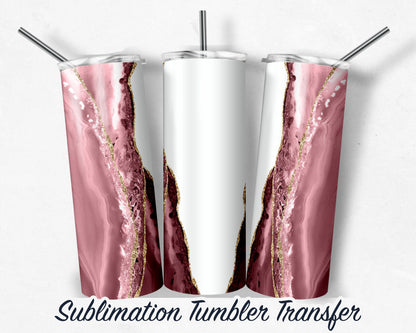 Pink Agate  Sublimation Transfer Print For 20 oz Tumblers - 30 oz Tumblers - Ready To press - Heat Transfers SHIPS NEXT DAY