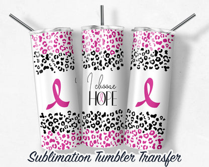 Pink Ribbon  Sublimation Transfer Print For 20 oz Tumblers - 30 oz Tumblers - Ready To press - Heat Transfers SHIPS NEXT DAY