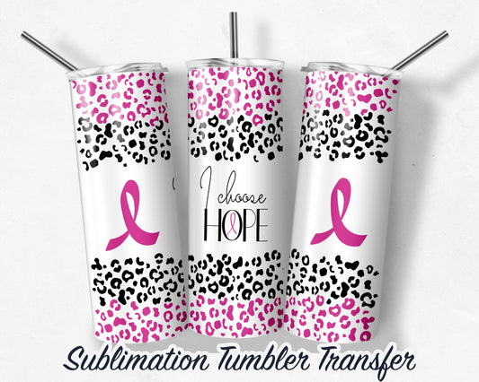 Pink Ribbon  Sublimation Transfer Print For 20 oz Tumblers - 30 oz Tumblers - Ready To press - Heat Transfers SHIPS NEXT DAY