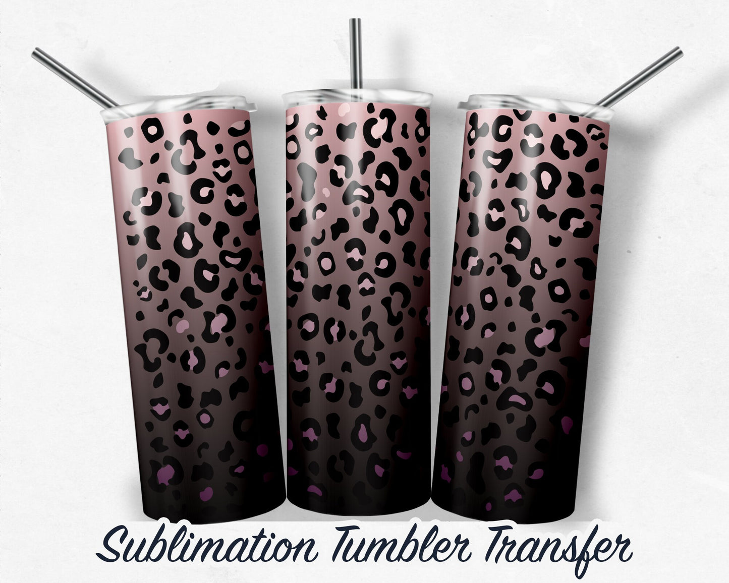 Leopard  Sublimation Transfer Print For 20 oz Tumbler - 30 oz Skinny Tumbler - Ready To press - Heat Transfers