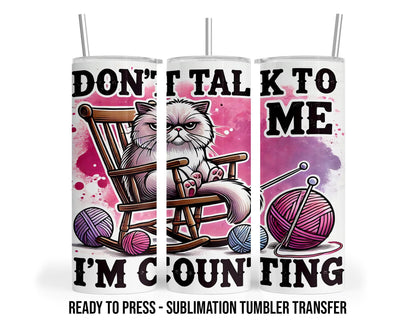 Crochet Cat Sublimation Transfer Print For 20 oz Tumblers - 30 oz Tumblers - Ready To press - Heat Transfers SHIPS NEXT DAY