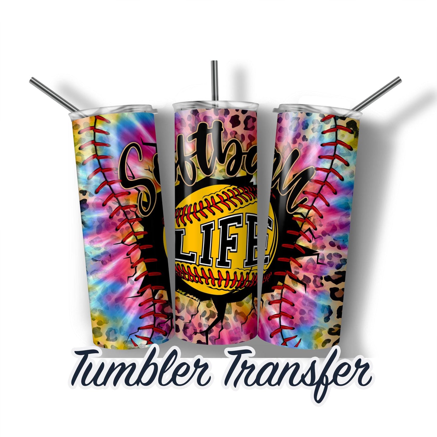 Softball Sublimation Transfer Print For 20 oz Tumbler - 30 oz Skinny Tumbler - Ready To press - Heat Transfers SHIPS NEXT DAY