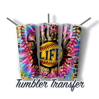 Softball Sublimation Transfer Print For 20 oz Tumbler - 30 oz Skinny Tumbler - Ready To press - Heat Transfers SHIPS NEXT DAY