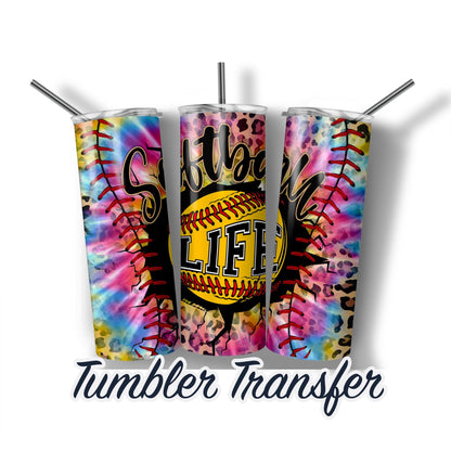 Softball Sublimation Transfer Print For 20 oz Tumbler - 30 oz Skinny Tumbler - Ready To press - Heat Transfers SHIPS NEXT DAY