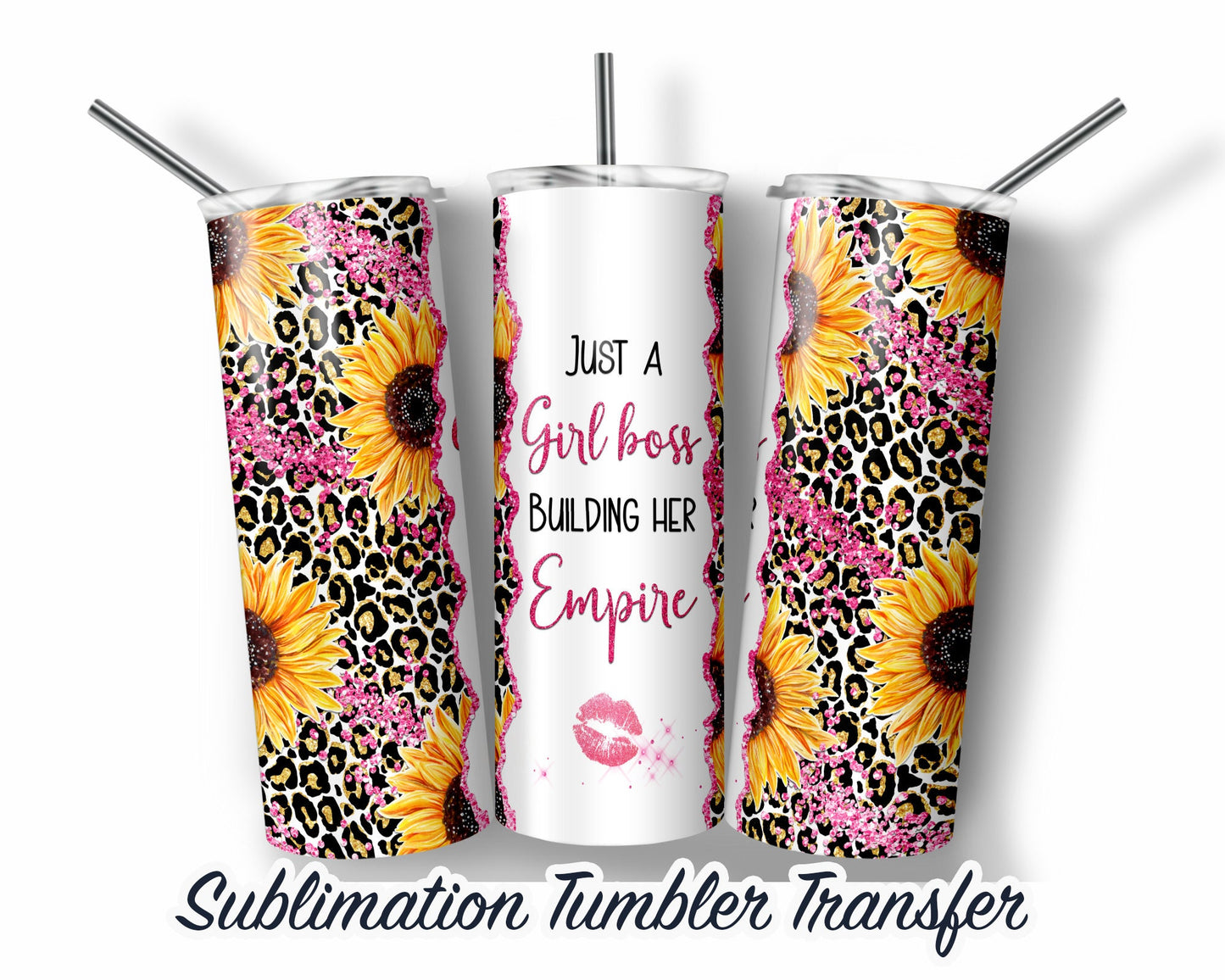 Girl Boss  Sublimation Transfer Print For 20 oz - 30 oz Skinny Tumbler - Ready To Press