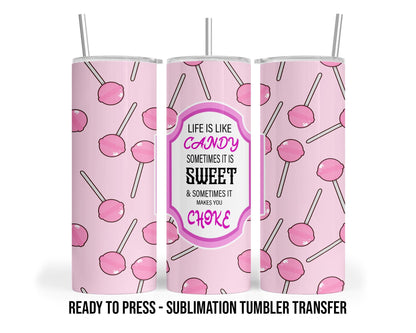 Candy Sublimation Transfer Print For 20 oz Tumblers - 30 oz Tumblers - Ready To press - Heat Transfers SHIPS NEXT DAY