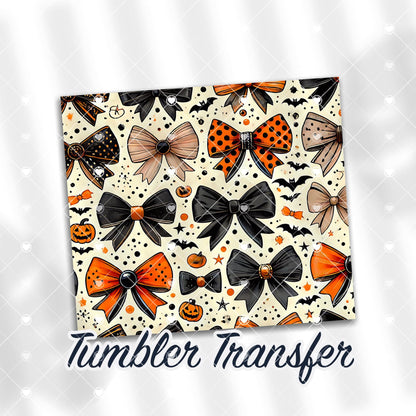 Halloween Bows Ready to Press Sublimation Transfer Print 20 oz - 30 oz Tumbler  Ships Next Day