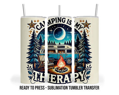 Camping Sublimation Transfer Print For 20 oz Tumbler - 30 oz Tumbler - Ready to press Heat Transfers SHIPS NEXT DAY