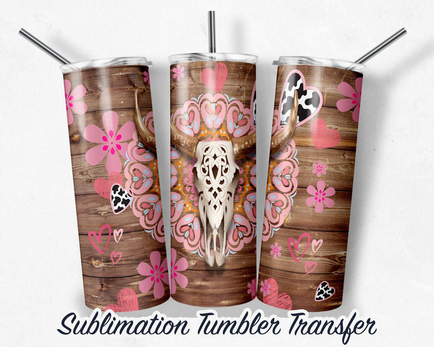 Western Valentine's Day  Sublimation Transfer Print For 20 - 30 oz Tumblers - Ready to Press - Heat Transfers SHIPS NEXT DAY