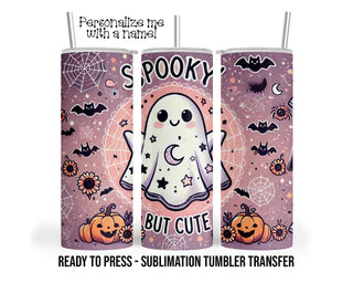 Spooky but Cute, Halloween Ghost Sublimation Tumbler Transfer Print 20oz Tumbler, Ready To press Heat Transfer SHIPS NEXT DAY
